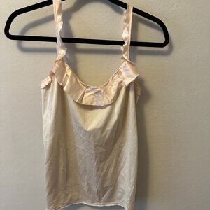 Jil Sander light pink Camisole cotton with silk ruffle Womens sz medium